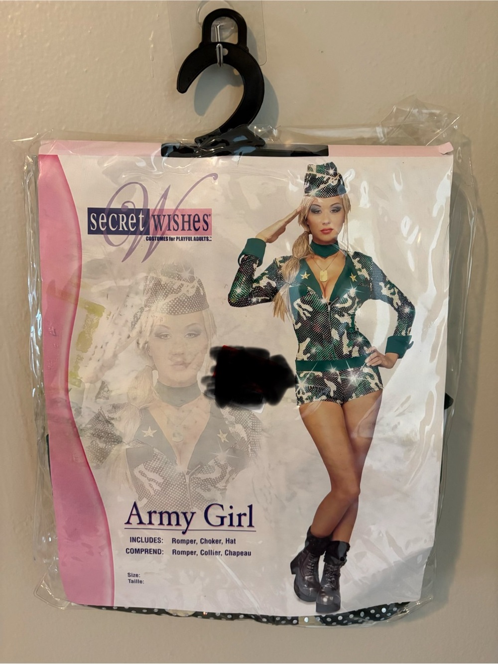 Army Girl Sexy Costume Adult Size Medium Camo Romper 3 Piece Set